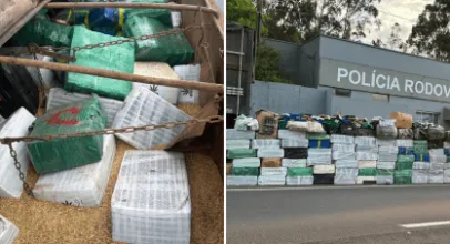 Tr�s toneladas de maconha s�o encontradas misturadas com aveia dentro de caminh�o em SP