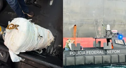 Opera��o encontra grande quantidade de droga escondida em navio na Ba�a de Todos-os-Santos