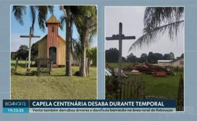 Vento forte destr�i capela antiga e arranca telhado de galp�o no Paran�