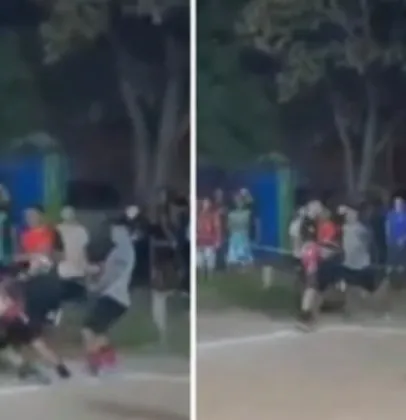 Jogador � derrubado com soco durante partida de futebol amador em Cuiab�