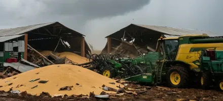Temporal forte destr�i armaz�ns e m�quinas em fazenda de Cl�udia