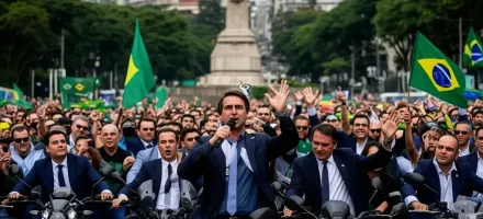 Fl�vio Bolsonaro organiza motociata e com�cio em Juiz de Fora, onde critica o ministro Fl�vio Dino