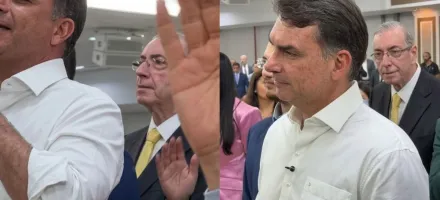 Fl�vio Bolsonaro e Eduardo Cunha participam de culto de Dia dos Pais em S�o Paulo