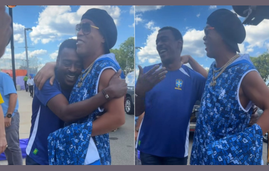 Ronaldinho Ga�cho e Seu Jorge se encontram em jogo da Copa e gravam novo programa na Globo