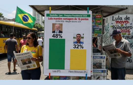 Resumo do Dia: Lula mant�m vantagem sobre Fl�vio Bolsonaro nas pesquisas eleitorais - 23 de junho de 2026