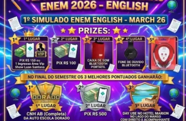 Projeto aposta em ingl�s para impulsionar desempenho no ENEM para estudantes do 3�ano do Ensino M�dio da Escola Estadual Dep. Emanuel Pinheiro
