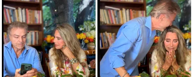 Bruna Lombardi faz 75 anos e ganha surpresa emocionante do marido