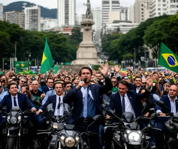 Fl�vio Bolsonaro organiza motociata e com�cio em Juiz de Fora, onde critica o ministro Fl�vio Dino