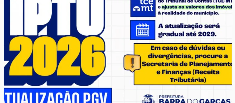 Por exig�ncia do TCE, Planta Gen�rica de Valores � atualizada em Barra do Gar�as