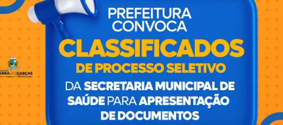 Prefeitura de Barra do Gar�as publica 5� convoca��o de classificados no seletivo da Sa�de para apresenta��o de documentos HOJE