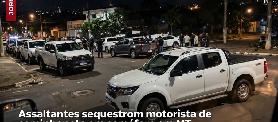 V�deo revela assalto e sequestro de motorista em sem�foro de Rondon�polis