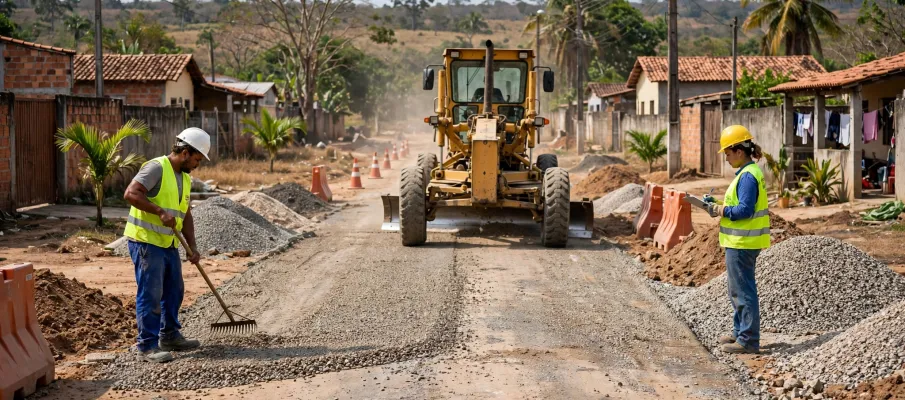 Bairro em Pontal do Araguaia inicia obra para receber asfalto