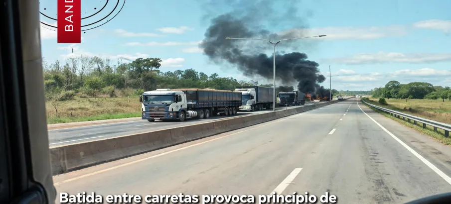 Duas caminhonetes de carga colidem na BR-070 e quase pegam fogo em Cuiab�