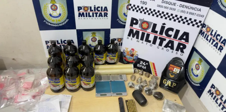 Pol�cia Militar prende suspeito por tr�fico de drogas no bairro Pedra 90