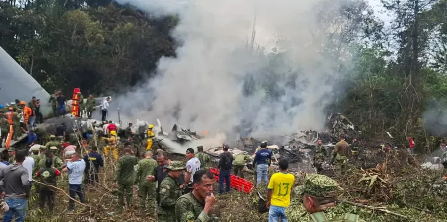 N�mero de mortos em queda de avi�o militar na Col�mbia sobe para 66