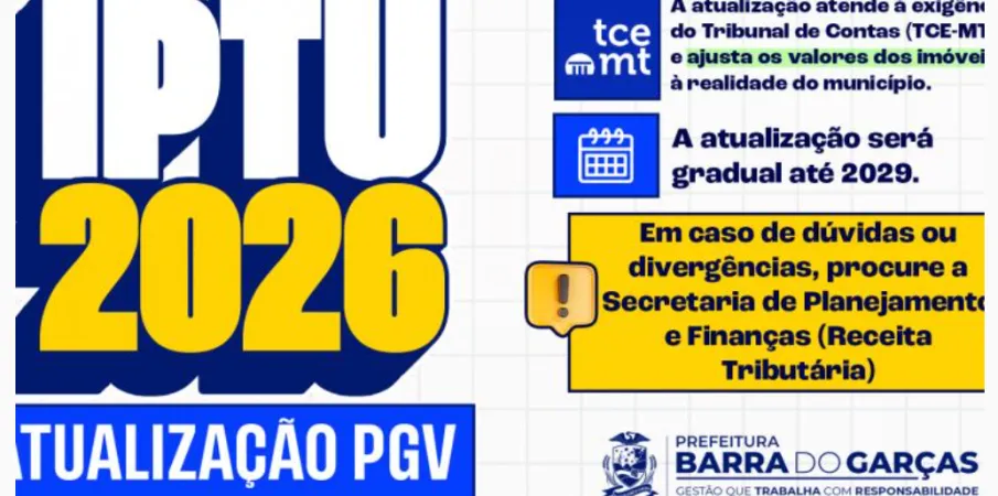 Por exig�ncia do TCE, Planta Gen�rica de Valores � atualizada em Barra do Gar�as