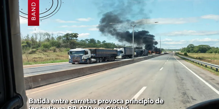 Duas caminhonetes de carga colidem na BR-070 e quase pegam fogo em Cuiab�