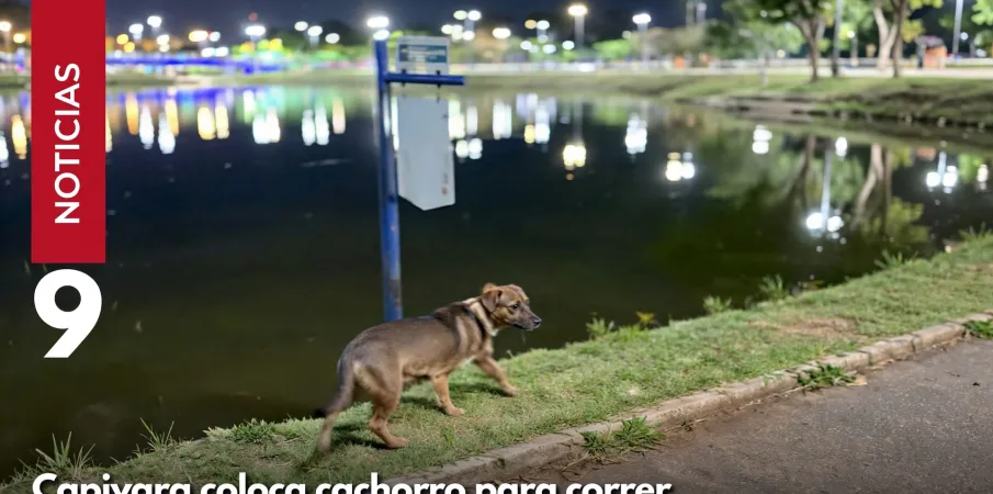 Cachorro tem susto em cachorr�o ap�s se dar com capivaras em parque de Cuiab�