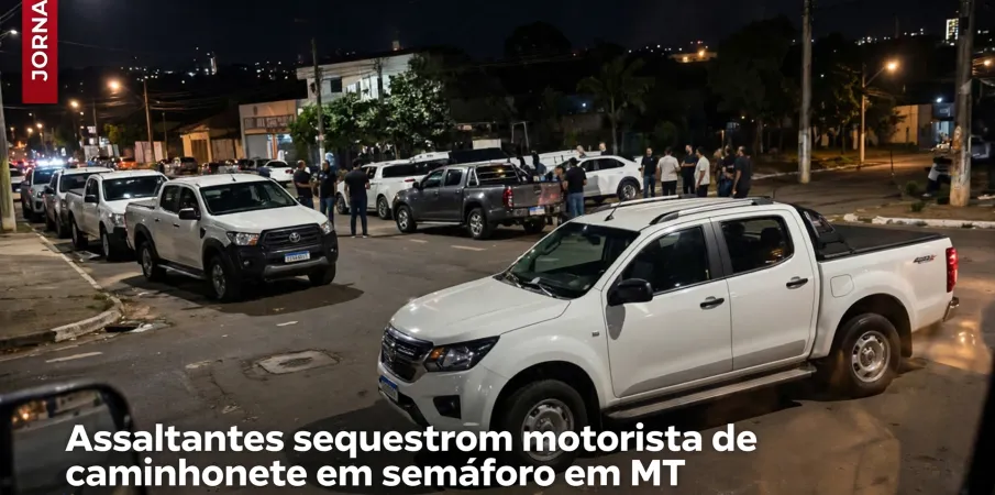 V�deo revela assalto e sequestro de motorista em sem�foro de Rondon�polis